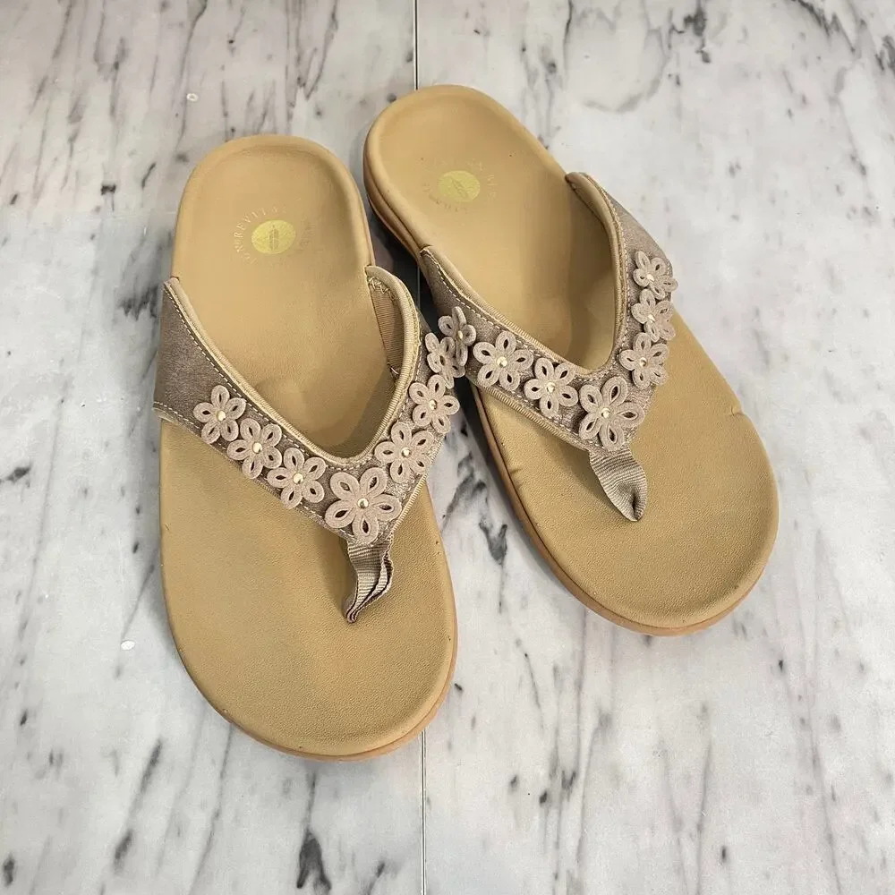 Revitalign Yumi Hampton Bronze Orthotic Thong Sandals Women’s 8W Comfort NWT - Picture 2 of 7